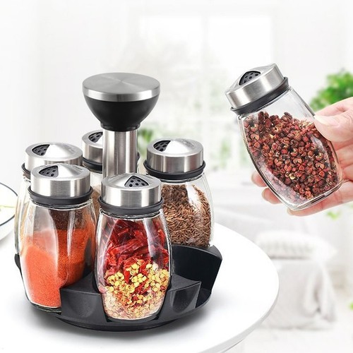 7pcs rotating spice rack set - rotating,